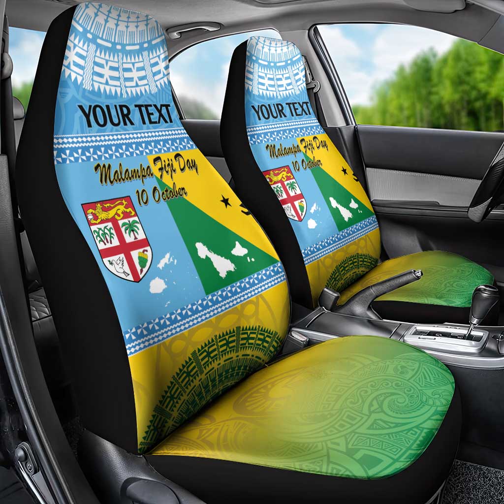 Personalised Malampa Fiji Day Car Seat Cover 10 October Fijian Tapa Flag Style LT14 - Polynesian Pride