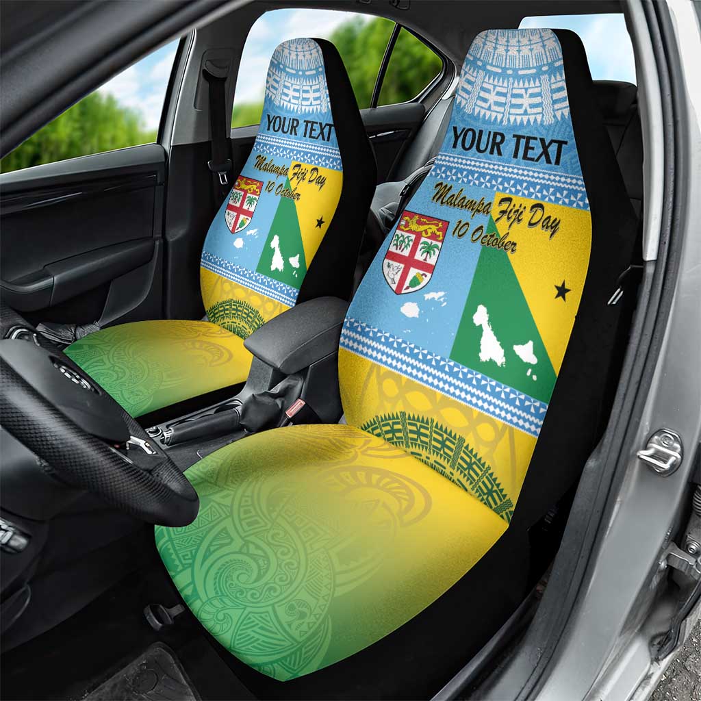 Personalised Malampa Fiji Day Car Seat Cover 10 October Fijian Tapa Flag Style LT14 - Polynesian Pride