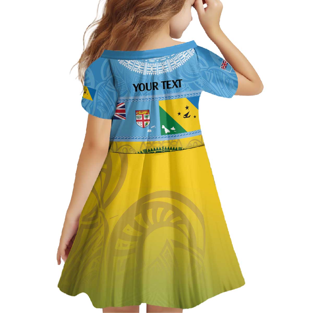 Personalised Malampa Fiji Day Family Matching Off The Shoulder Long Sleeve Dress and Hawaiian Shirt 10 October Fijian Tapa Flag Style LT14 - Polynesian Pride