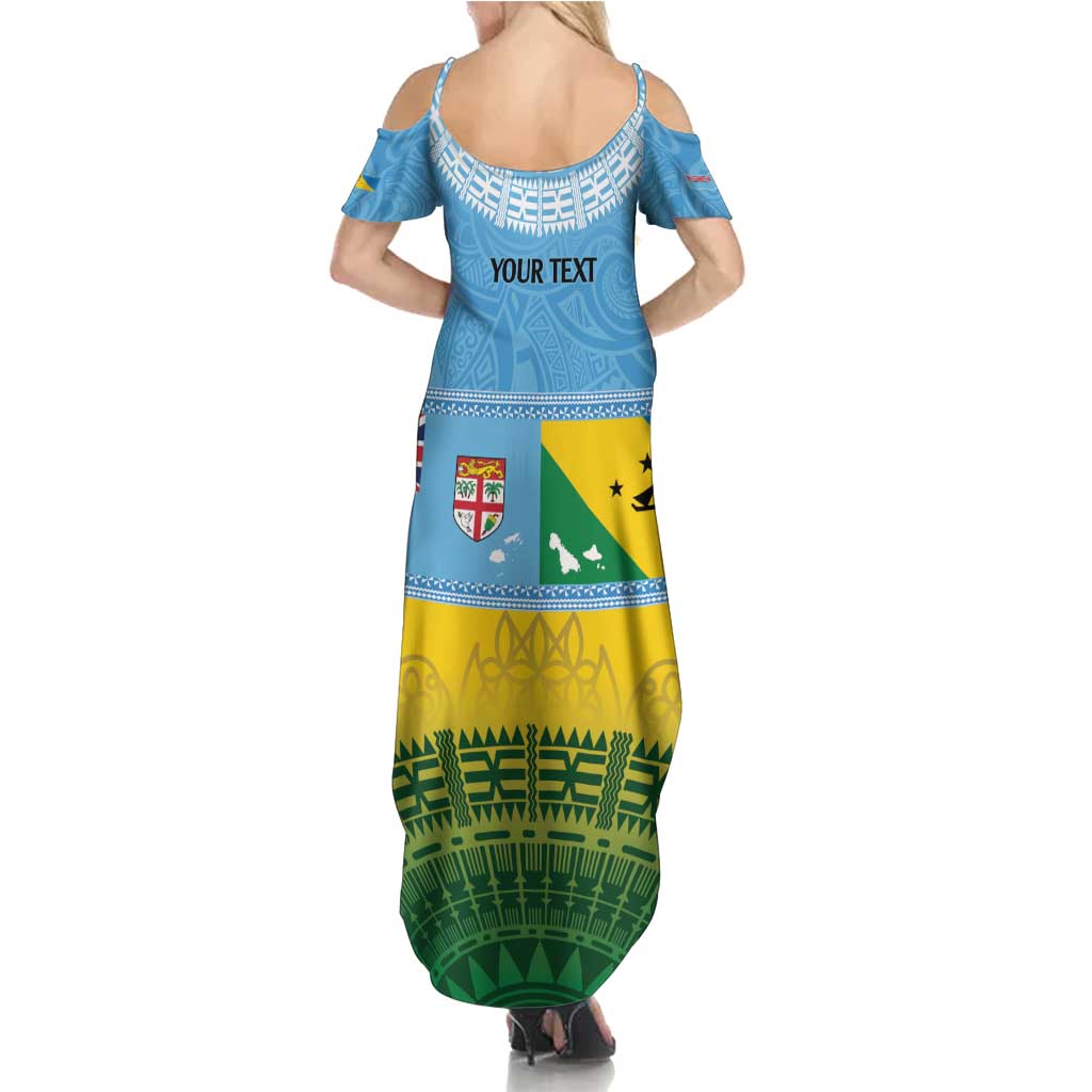 Personalised Malampa Fiji Day Family Matching Summer Maxi Dress and Hawaiian Shirt 10 October Fijian Tapa Flag Style LT14 - Polynesian Pride