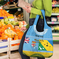 Personalised Malampa Fiji Day Grocery Bag 10 October Fijian Tapa Flag Style LT14 - Polynesian Pride
