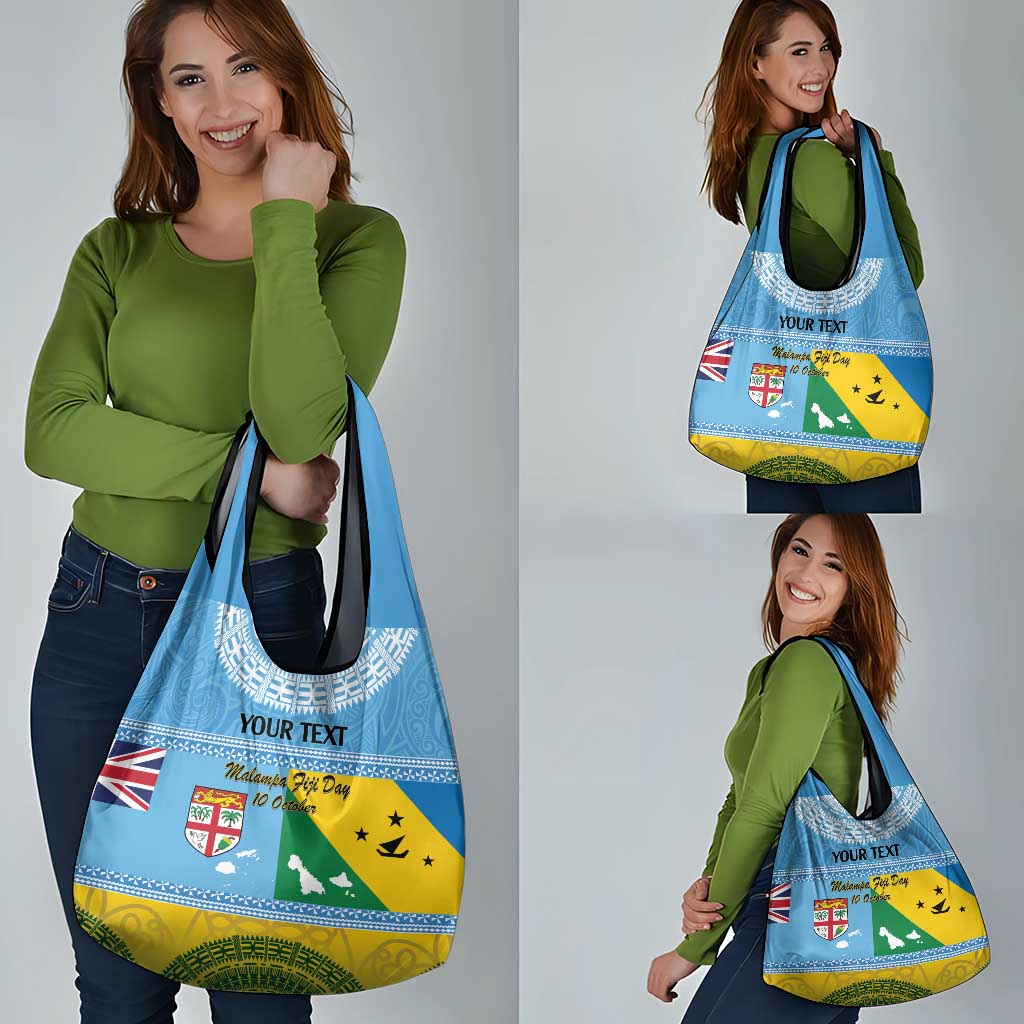 Personalised Malampa Fiji Day Grocery Bag 10 October Fijian Tapa Flag Style LT14 - Polynesian Pride