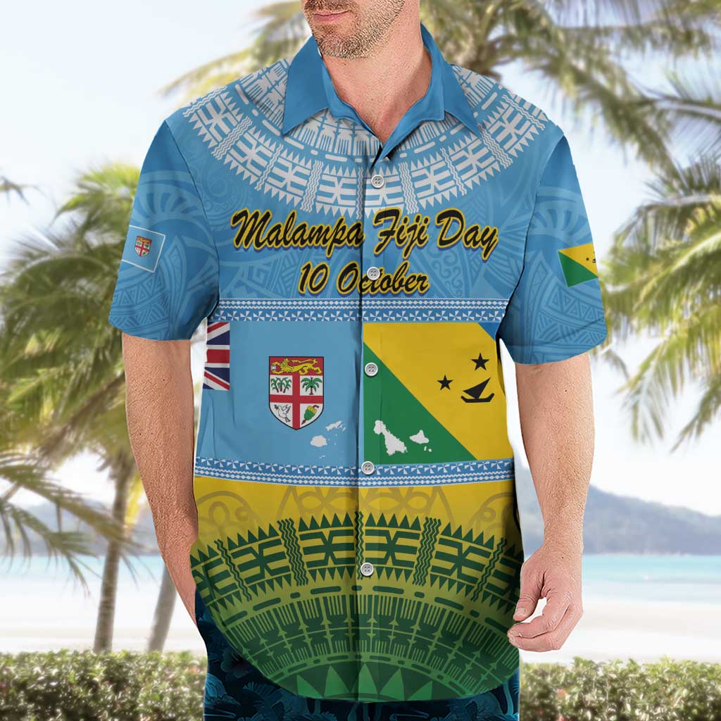 Personalised Malampa Fiji Day Hawaiian Shirt 10 October Fijian Tapa Flag Style LT14 - Polynesian Pride
