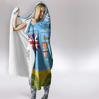 Personalised Malampa Fiji Day Hooded Blanket 10 October Fijian Tapa Flag Style LT14 - Polynesian Pride