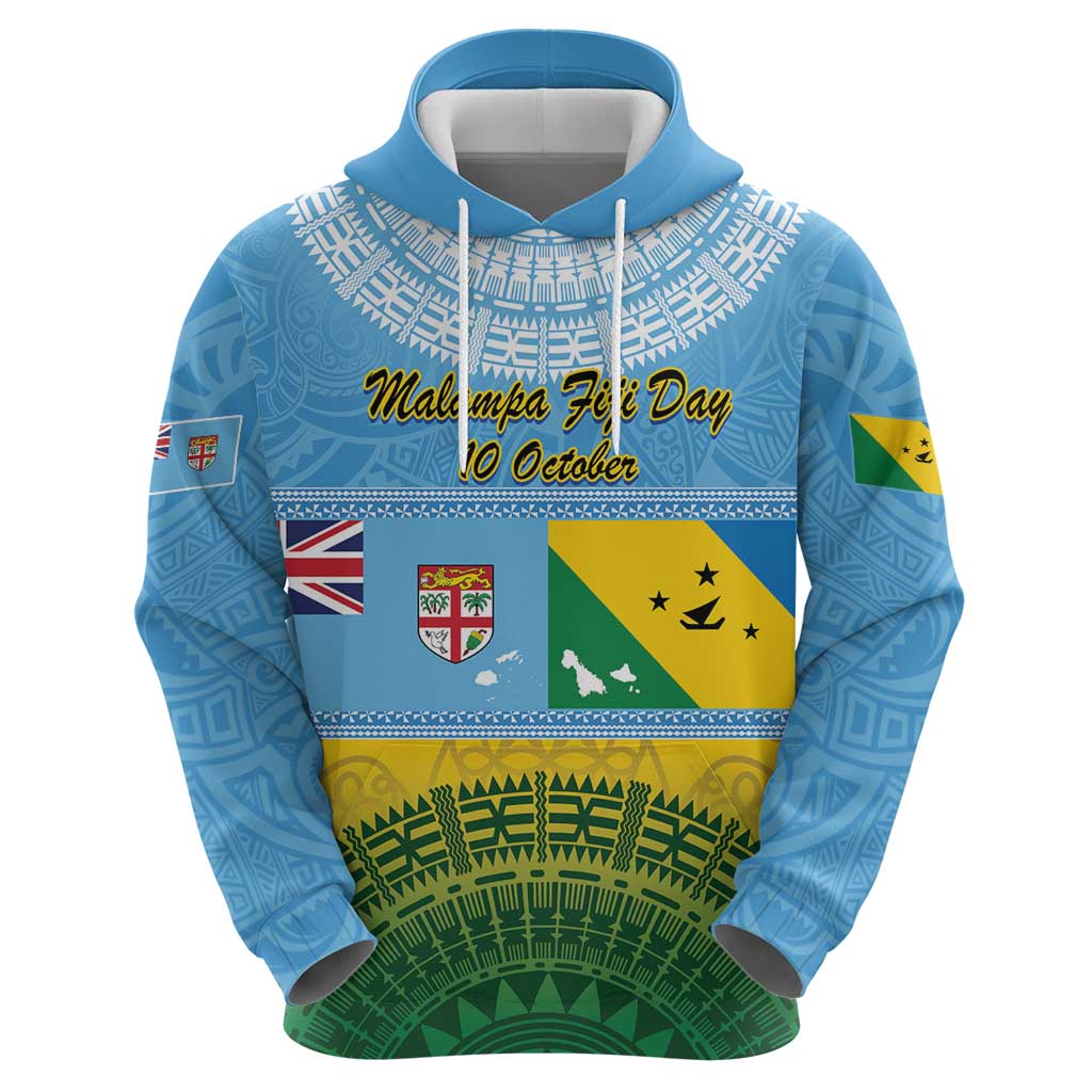 Personalised Malampa Fiji Day Hoodie 10 October Fijian Tapa Flag Style LT14 - Polynesian Pride