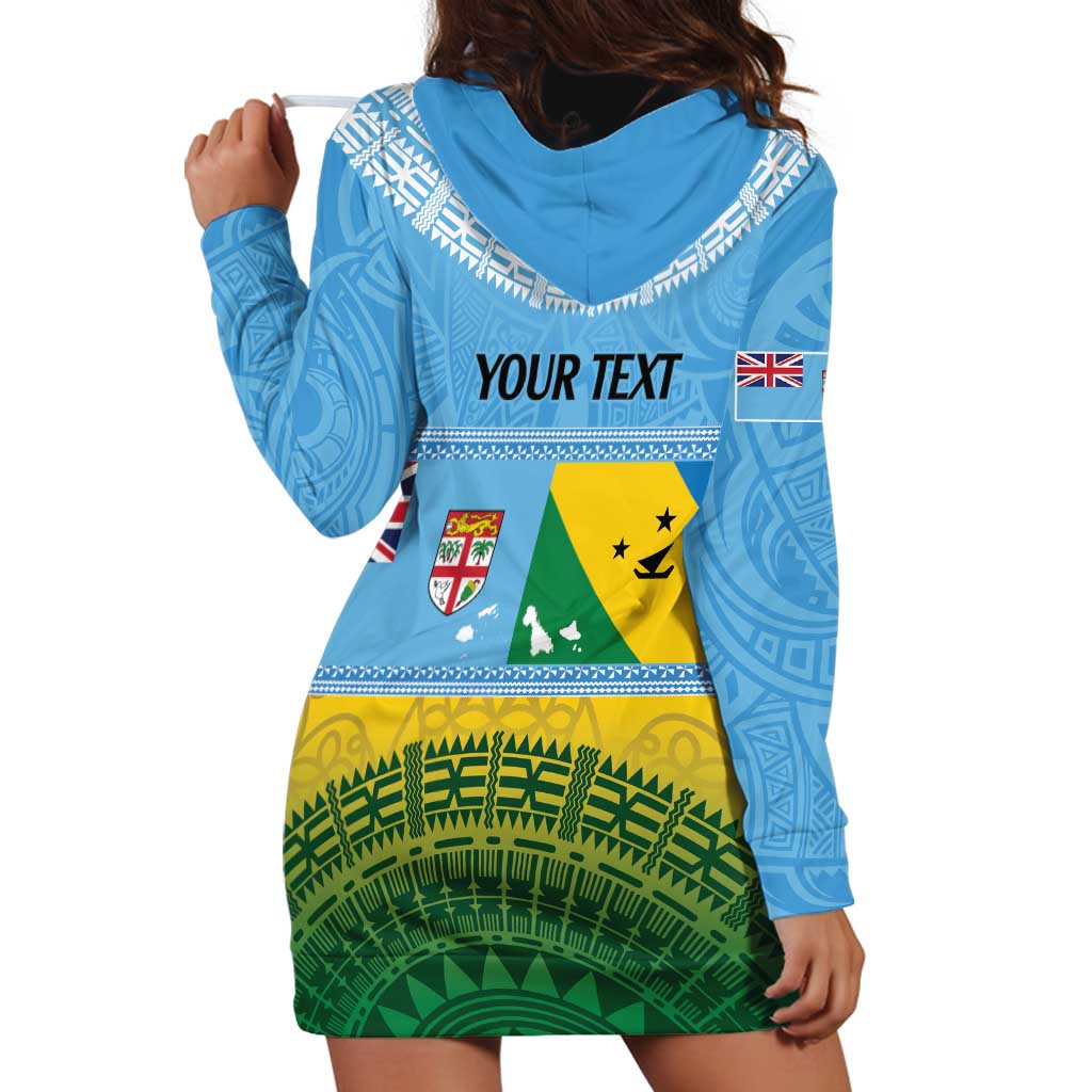 Personalised Malampa Fiji Day Hoodie Dress 10 October Fijian Tapa Flag Style LT14 - Polynesian Pride