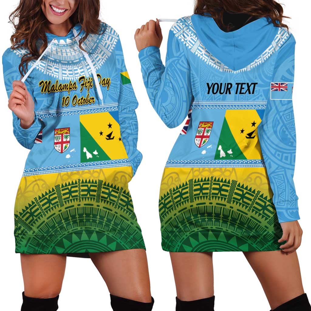 Personalised Malampa Fiji Day Hoodie Dress 10 October Fijian Tapa Flag Style LT14 - Polynesian Pride