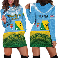 Personalised Malampa Fiji Day Hoodie Dress 10 October Fijian Tapa Flag Style LT14 - Polynesian Pride