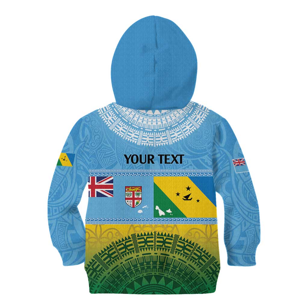 Personalised Malampa Fiji Day Kid Hoodie 10 October Fijian Tapa Flag Style LT14 - Polynesian Pride