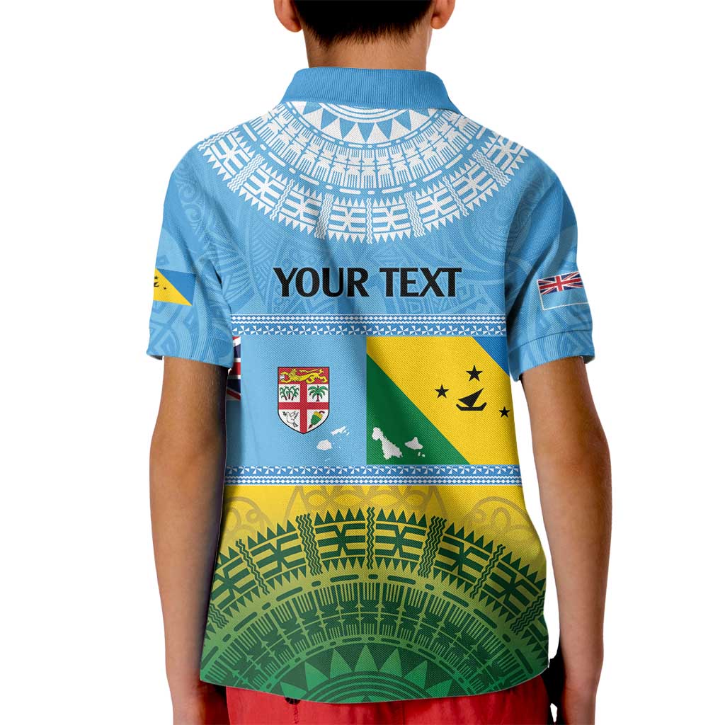 Personalised Malampa Fiji Day Kid Polo Shirt 10 October Fijian Tapa Flag Style LT14 - Polynesian Pride
