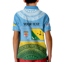 Personalised Malampa Fiji Day Kid Polo Shirt 10 October Fijian Tapa Flag Style LT14 - Polynesian Pride