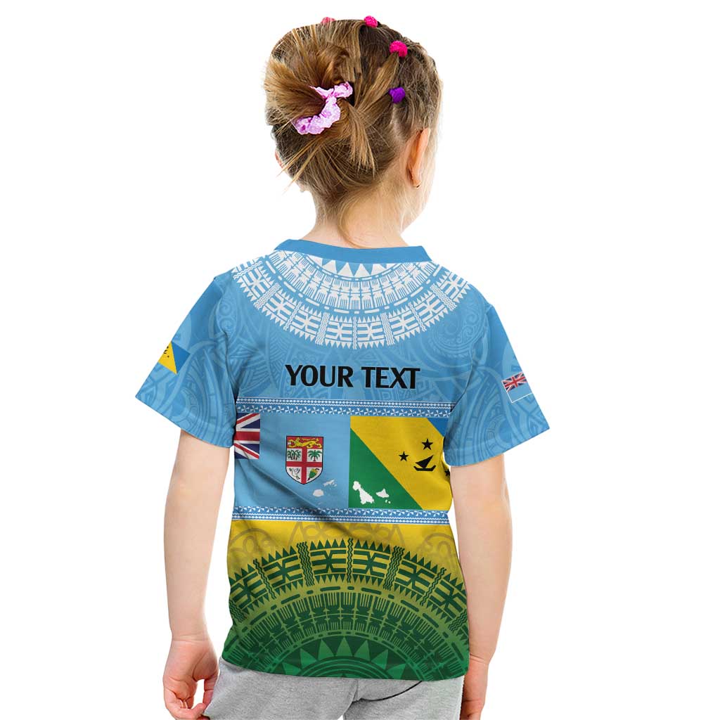 Personalised Malampa Fiji Day Kid T Shirt 10 October Fijian Tapa Flag Style LT14 - Polynesian Pride