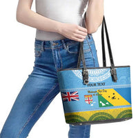 Personalised Malampa Fiji Day Leather Tote Bag 10 October Fijian Tapa Flag Style LT14 - Polynesian Pride