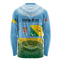 Personalised Malampa Fiji Day Long Sleeve Shirt 10 October Fijian Tapa Flag Style LT14 - Polynesian Pride
