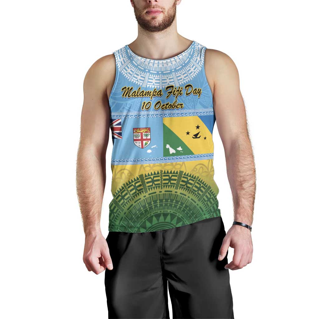 Personalised Malampa Fiji Day Men Tank Top 10 October Fijian Tapa Flag Style LT14 - Polynesian Pride