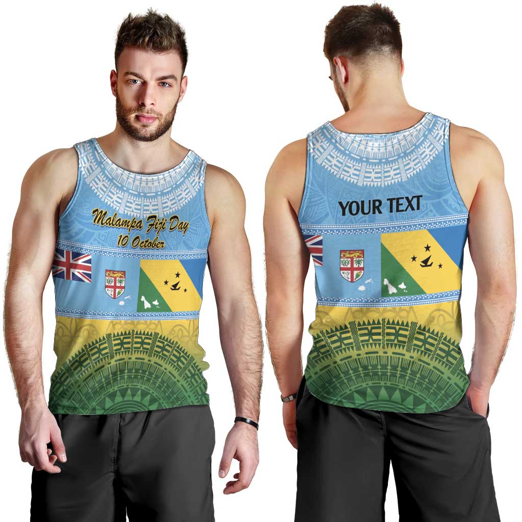 Personalised Malampa Fiji Day Men Tank Top 10 October Fijian Tapa Flag Style LT14 - Polynesian Pride