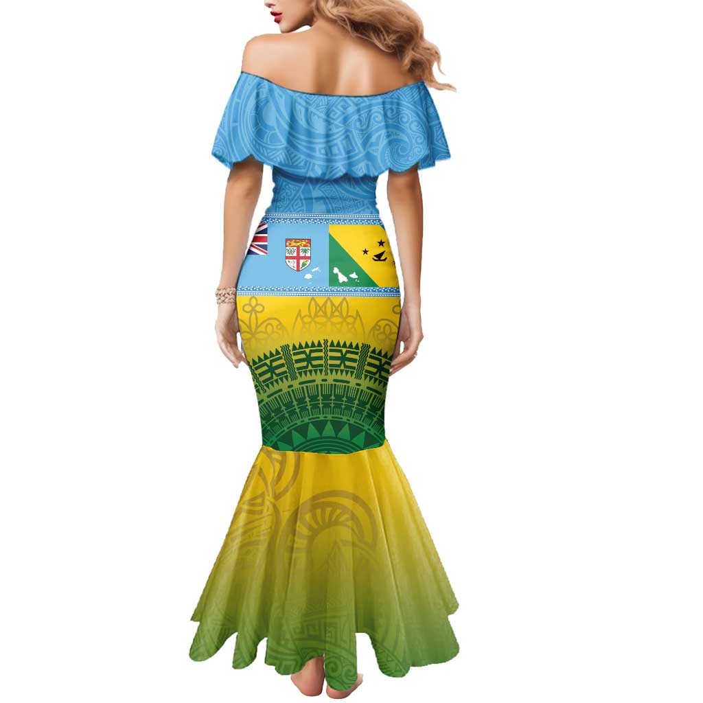 Personalised Malampa Fiji Day Mermaid Dress 10 October Fijian Tapa Flag Style LT14 - Polynesian Pride