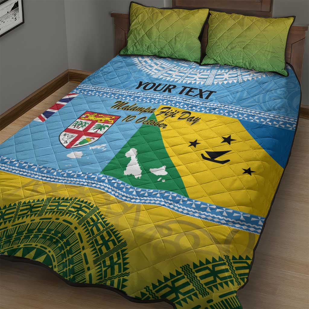 Personalised Malampa Fiji Day Quilt Bed Set 10 October Fijian Tapa Flag Style LT14 - Polynesian Pride