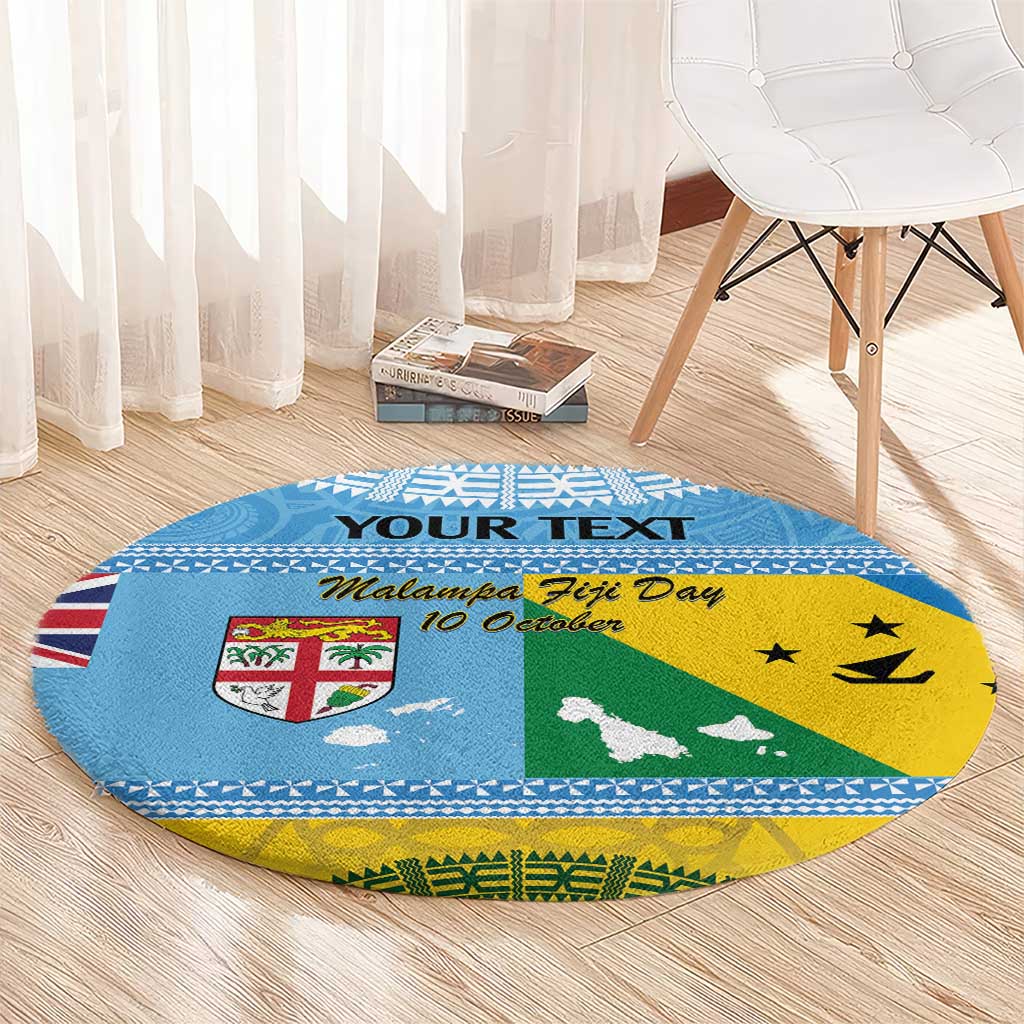 Personalised Malampa Fiji Day Round Carpet 10 October Fijian Tapa Flag Style LT14 - Polynesian Pride