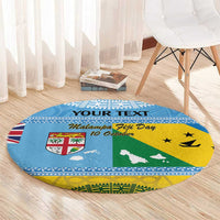 Personalised Malampa Fiji Day Round Carpet 10 October Fijian Tapa Flag Style LT14 - Polynesian Pride