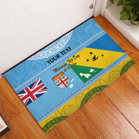 Personalised Malampa Fiji Day Rubber Doormat 10 October Fijian Tapa Flag Style LT14 - Polynesian Pride