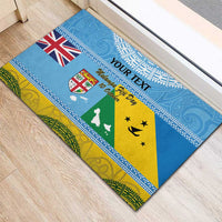 Personalised Malampa Fiji Day Rubber Doormat 10 October Fijian Tapa Flag Style LT14 - Polynesian Pride
