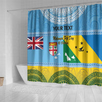 Personalised Malampa Fiji Day Shower Curtain 10 October Fijian Tapa Flag Style LT14 - Polynesian Pride