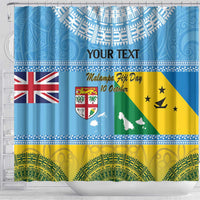 Personalised Malampa Fiji Day Shower Curtain 10 October Fijian Tapa Flag Style LT14 - Polynesian Pride