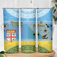 Malampa Fiji Day Skinny Tumbler 10 October Fijian Tapa Flag Style LT14 - Polynesian Pride
