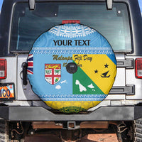 Personalised Malampa Fiji Day Spare Tire Cover 10 October Fijian Tapa Flag Style LT14 Blue - Polynesian Pride