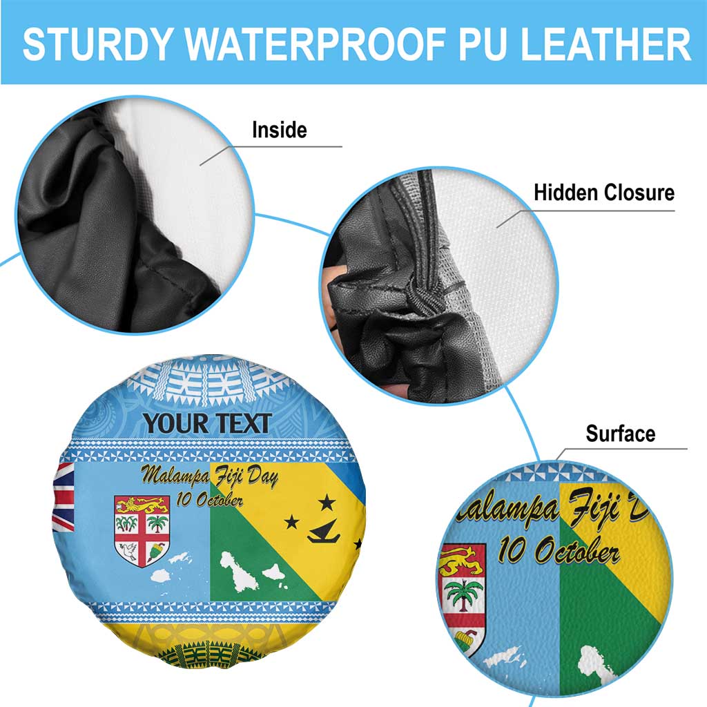 Personalised Malampa Fiji Day Spare Tire Cover 10 October Fijian Tapa Flag Style LT14 - Polynesian Pride