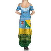 Personalised Malampa Fiji Day Summer Maxi Dress 10 October Fijian Tapa Flag Style LT14 - Polynesian Pride