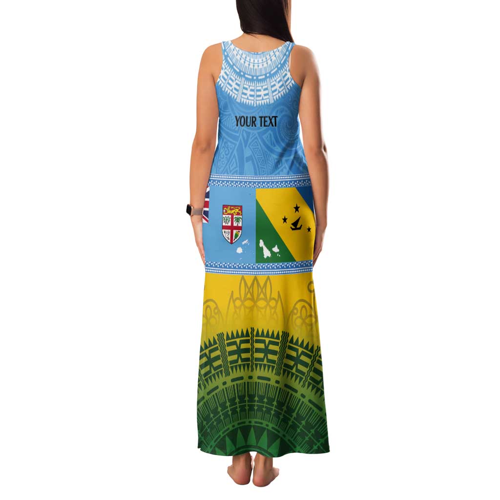 Personalised Malampa Fiji Day Tank Maxi Dress 10 October Fijian Tapa Flag Style LT14 - Polynesian Pride