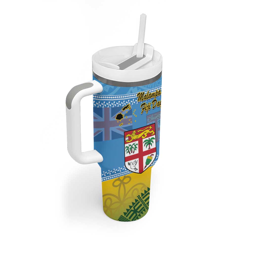Malampa Fiji Day Tumbler With Handle 10 October Fijian Tapa Flag Style LT14 - Polynesian Pride