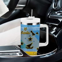Malampa Fiji Day Tumbler With Handle 10 October Fijian Tapa Flag Style LT14 - Polynesian Pride
