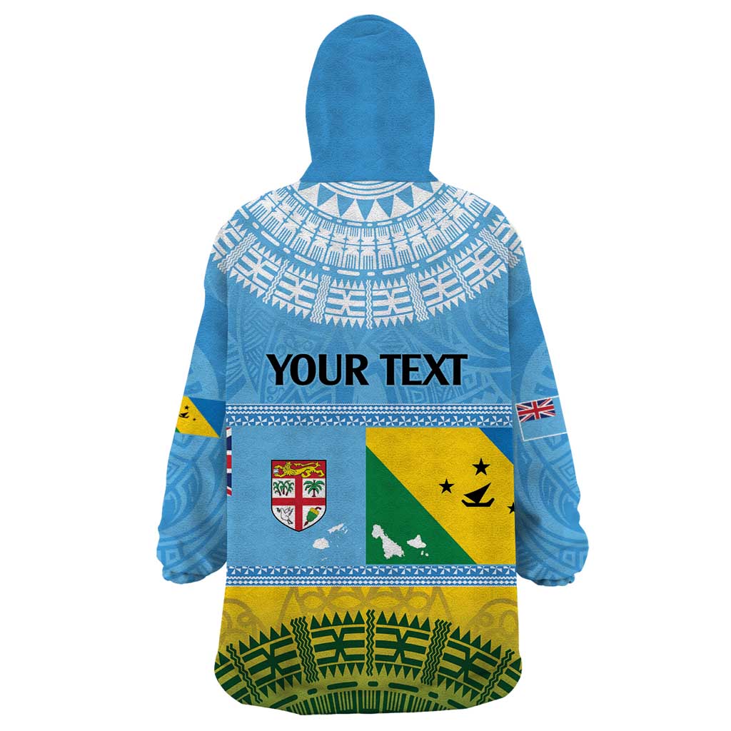 Personalised Malampa Fiji Day Wearable Blanket Hoodie 10 October Fijian Tapa Flag Style LT14 - Polynesian Pride