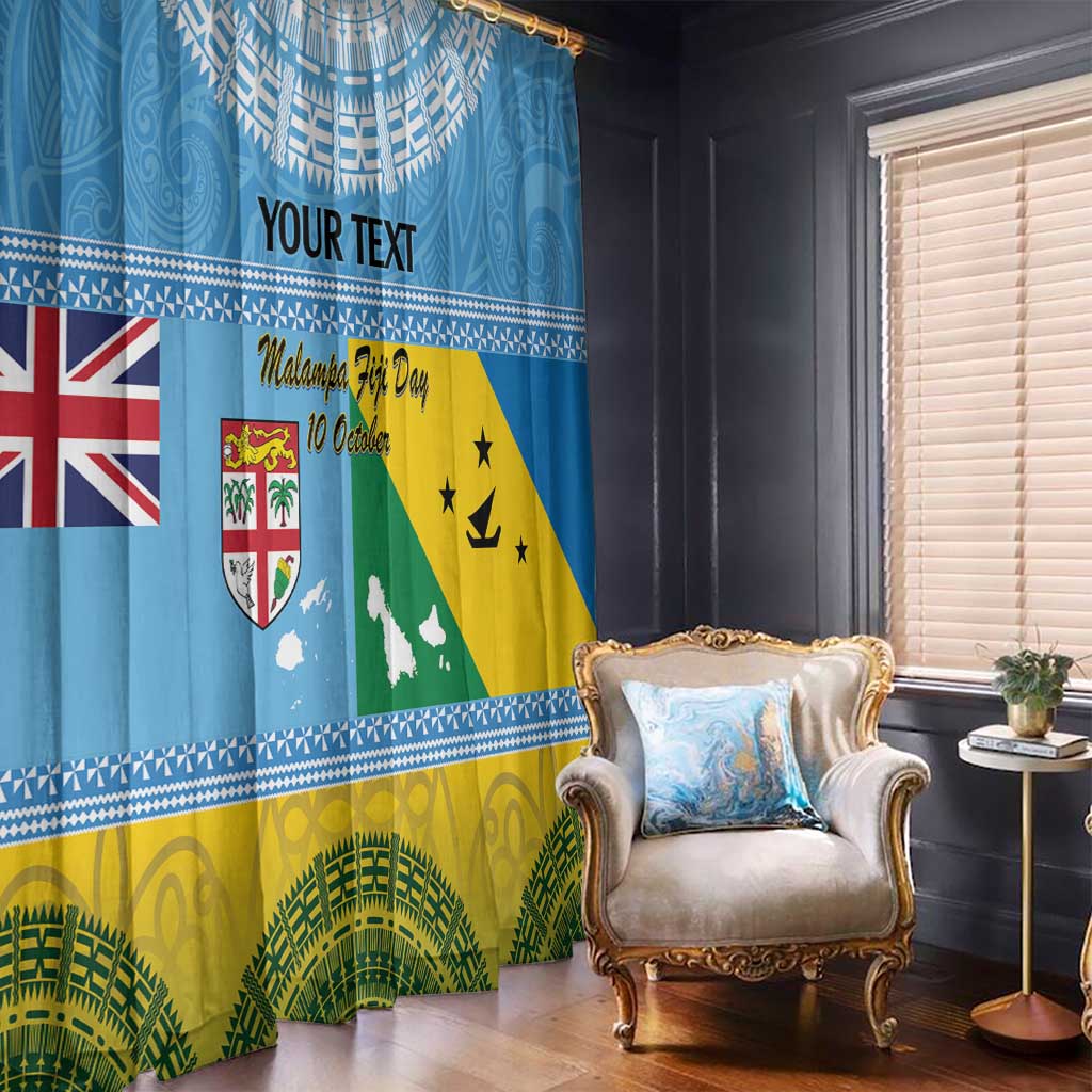 Personalised Malampa Fiji Day Window Curtain 10 October Fijian Tapa Flag Style LT14 - Polynesian Pride