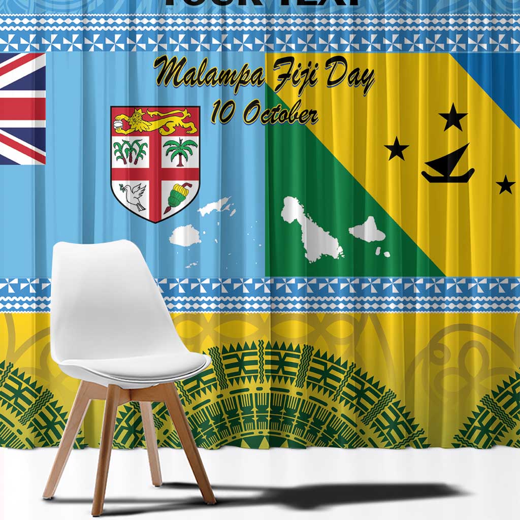 Personalised Malampa Fiji Day Window Curtain 10 October Fijian Tapa Flag Style LT14 - Polynesian Pride