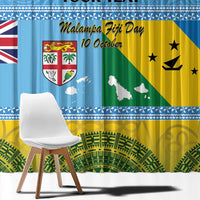 Personalised Malampa Fiji Day Window Curtain 10 October Fijian Tapa Flag Style LT14 - Polynesian Pride