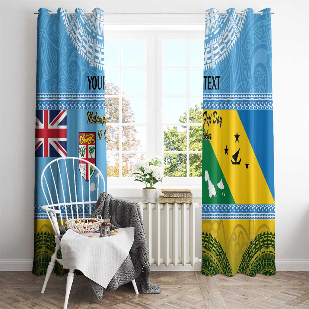 Personalised Malampa Fiji Day Window Curtain 10 October Fijian Tapa Flag Style LT14 - Polynesian Pride