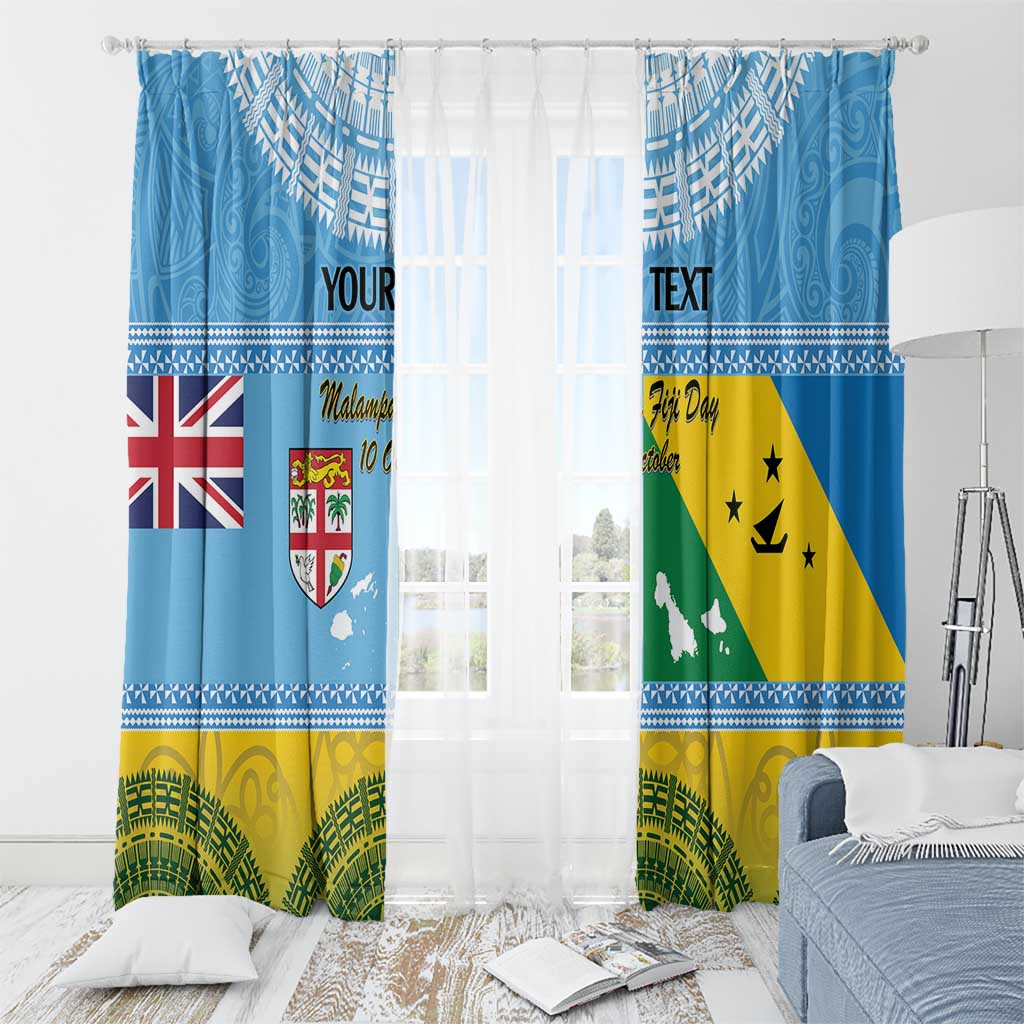 Personalised Malampa Fiji Day Window Curtain 10 October Fijian Tapa Flag Style LT14 - Polynesian Pride
