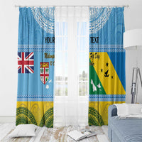 Personalised Malampa Fiji Day Window Curtain 10 October Fijian Tapa Flag Style LT14 - Polynesian Pride