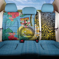 Vanuatu Malampa Fiji Day Back Car Seat Cover Happy 10 October With Maps Tropical Flowers LT14 One Size Blue - Polynesian Pride