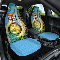 Vanuatu Malampa Fiji Day Car Seat Cover Happy 10 October With Maps Tropical Flowers LT14 One Size Blue - Polynesian Pride