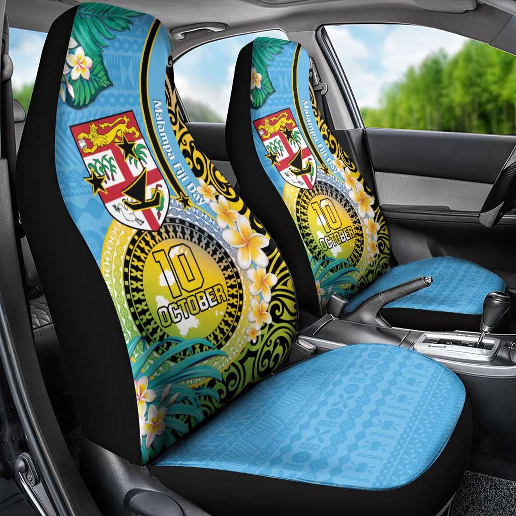 Vanuatu Malampa Fiji Day Car Seat Cover Happy 10 October With Maps Tropical Flowers LT14 - Polynesian Pride