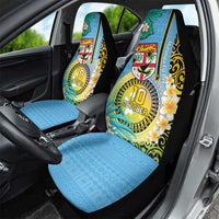 Vanuatu Malampa Fiji Day Car Seat Cover Happy 10 October With Maps Tropical Flowers LT14 - Polynesian Pride