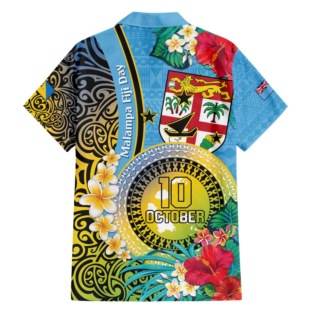 Vanuatu Malampa Fiji Day Family Matching Off Shoulder Maxi Dress and Hawaiian Shirt Happy 10 October With Maps Tropical Flowers LT14 - Polynesian Pride