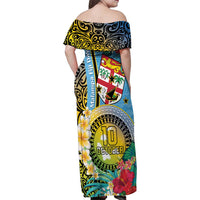 Vanuatu Malampa Fiji Day Family Matching Off Shoulder Maxi Dress and Hawaiian Shirt Happy 10 October With Maps Tropical Flowers LT14 - Polynesian Pride