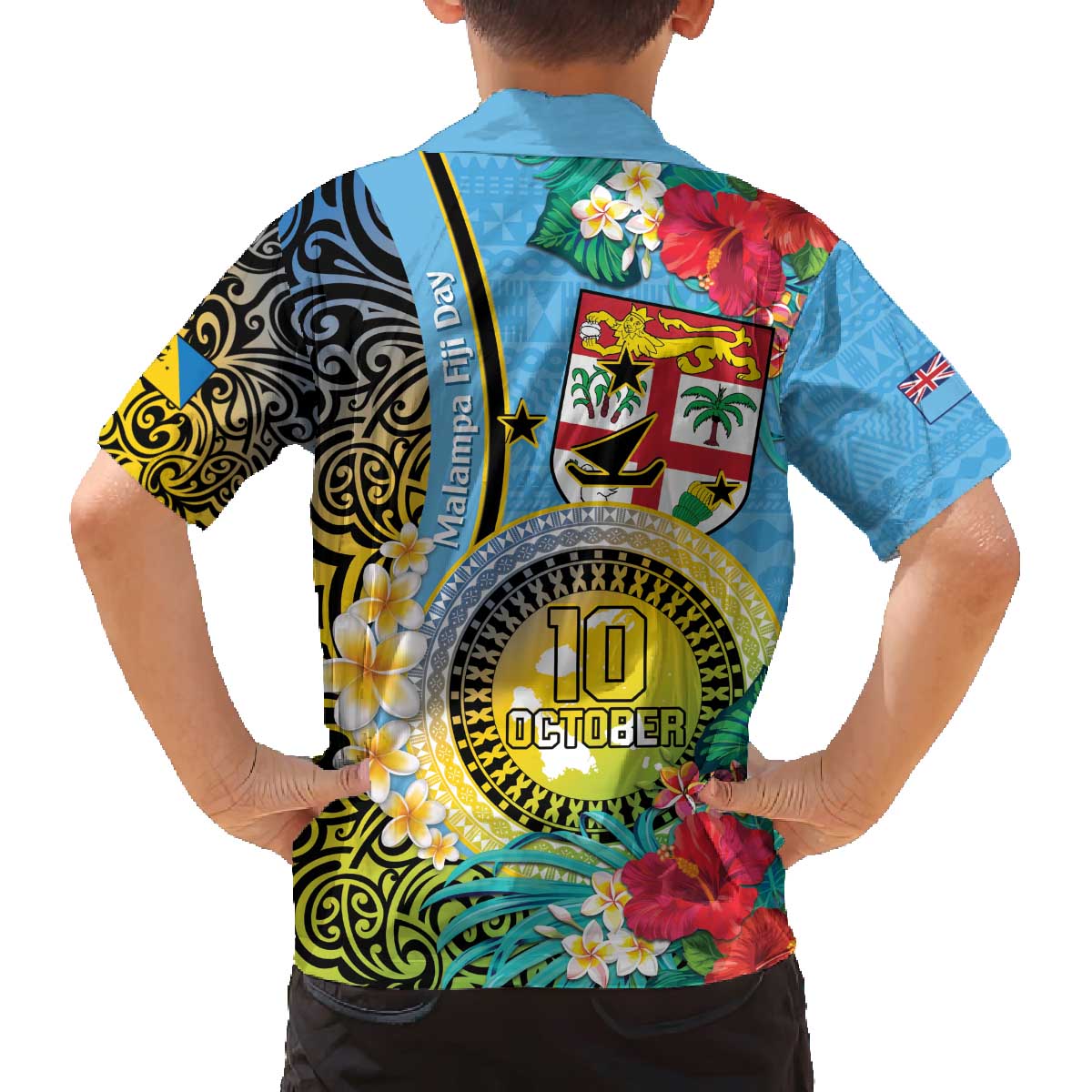 Vanuatu Malampa Fiji Day Family Matching Puletasi and Hawaiian Shirt Happy 10 October With Maps Tropical Flowers LT14 - Polynesian Pride