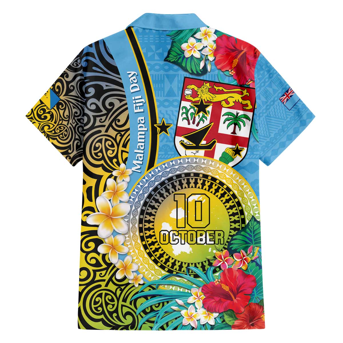 Vanuatu Malampa Fiji Day Family Matching Puletasi and Hawaiian Shirt Happy 10 October With Maps Tropical Flowers LT14 - Polynesian Pride